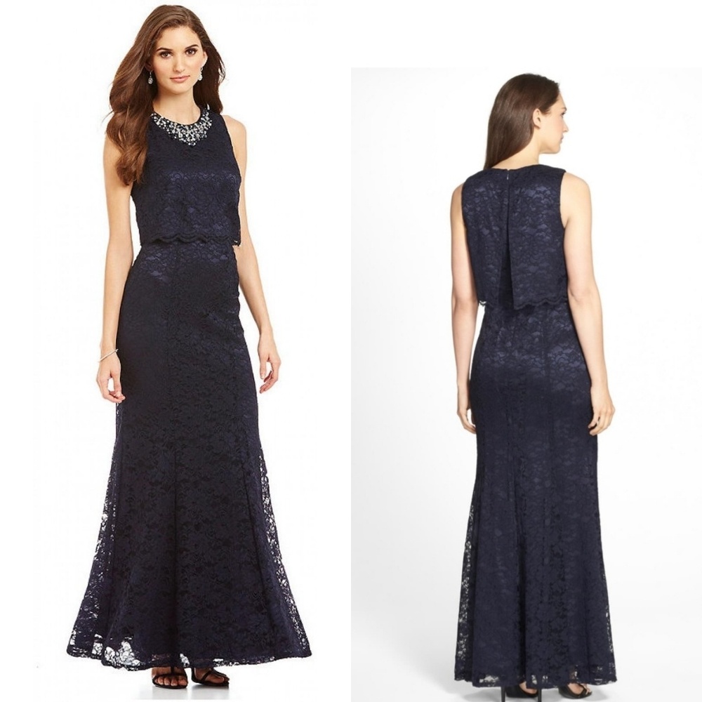 ELIZA J POPOVER LACE GOWN